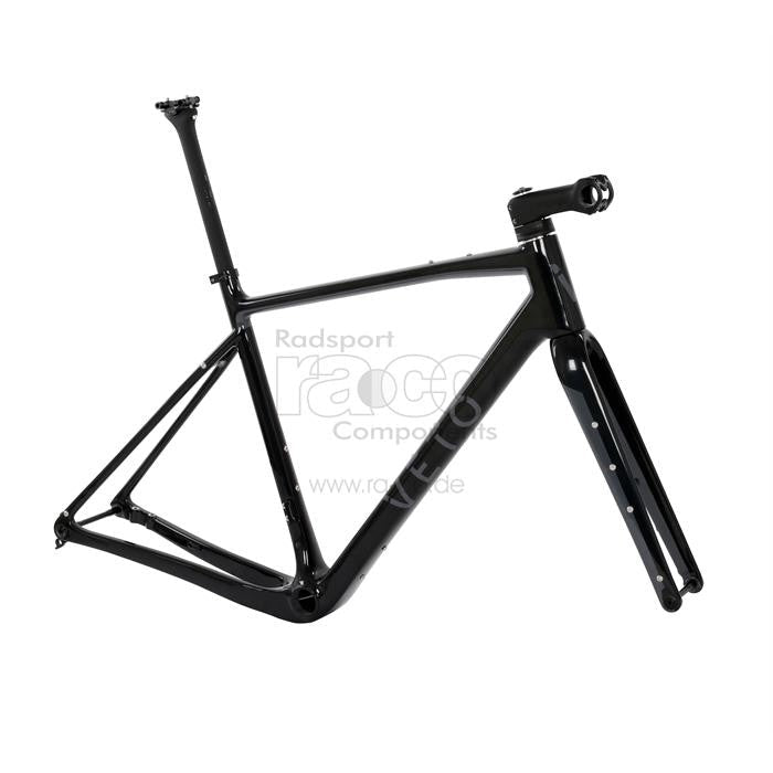 Veto grus - rammesett (inkl. Setepost, headset, STEM, styr) | glans karbon/grå logo - ebiketech