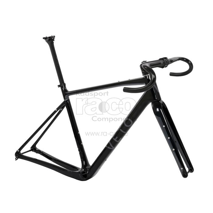 Veto grus - rammesett (inkl. Setepost, headset, STEM, styr) | glans karbon/grå logo - ebiketech